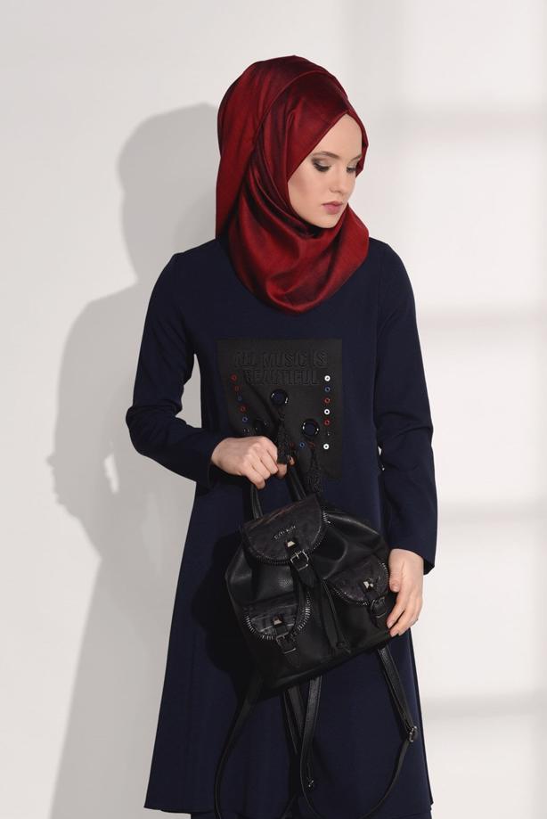 Vêtements hijab  CREST DETAILED SUIT WITH PANTS 4825   - TRENDTESETTÜR