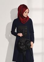 Vêtements hijab BLEU MARINE COSTUME DÉTAILLÉ AVEC PANTALON 4825
