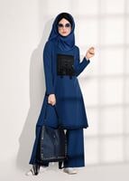 Vêtements hijab BLEU MARINE COSTUME DÉTAILLÉ AVEC PANTALON 4825