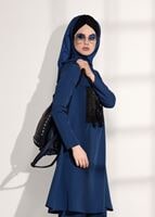 Vêtements hijab BLEU MARINE COSTUME DÉTAILLÉ AVEC PANTALON 4825