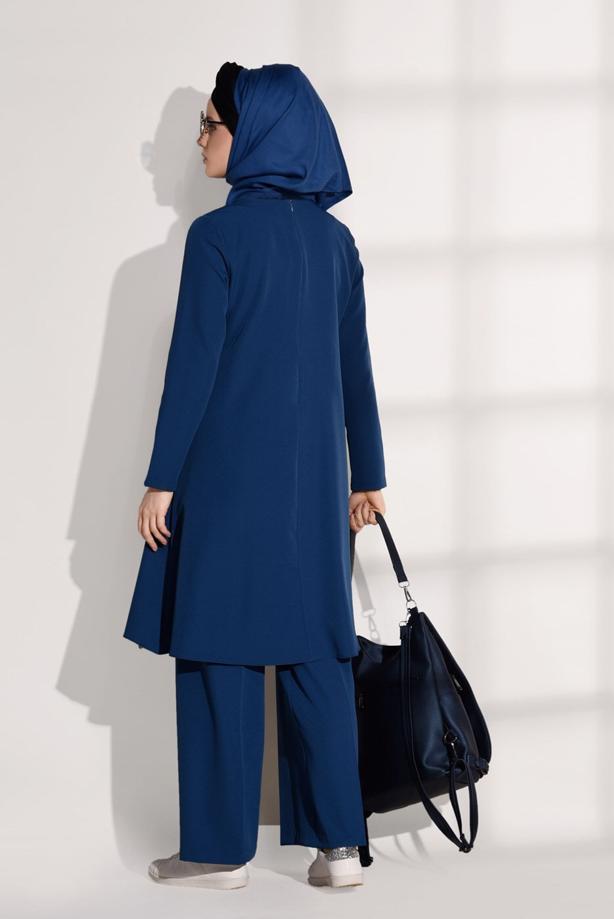 Vêtements hijab  CREST DETAILED SUIT WITH PANTS 4825   - TRENDTESETTÜR