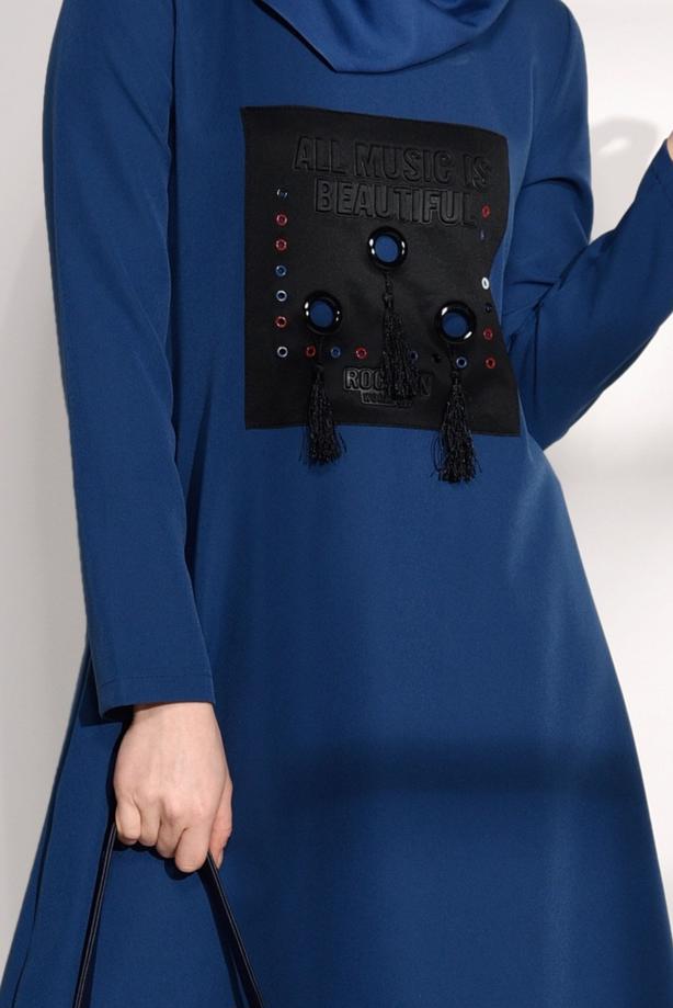 Vêtements hijab  CREST DETAILED SUIT WITH PANTS 4825   - TRENDTESETTÜR