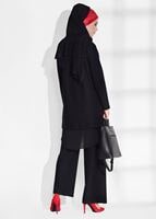 Tesettür giyim SİYAH T 4964 Mısra-Sim Detaylı Pantolonlu Takım