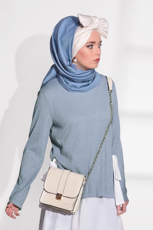 Tesettür giyim  BAĞCIK DETAYLI PANTOLONLU TAKIM 5756 - TRENDTESETTÜR