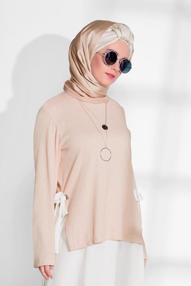 Tesettür giyim  BAĞCIK DETAYLI PANTOLONLU TAKIM 5756 - TRENDTESETTÜR