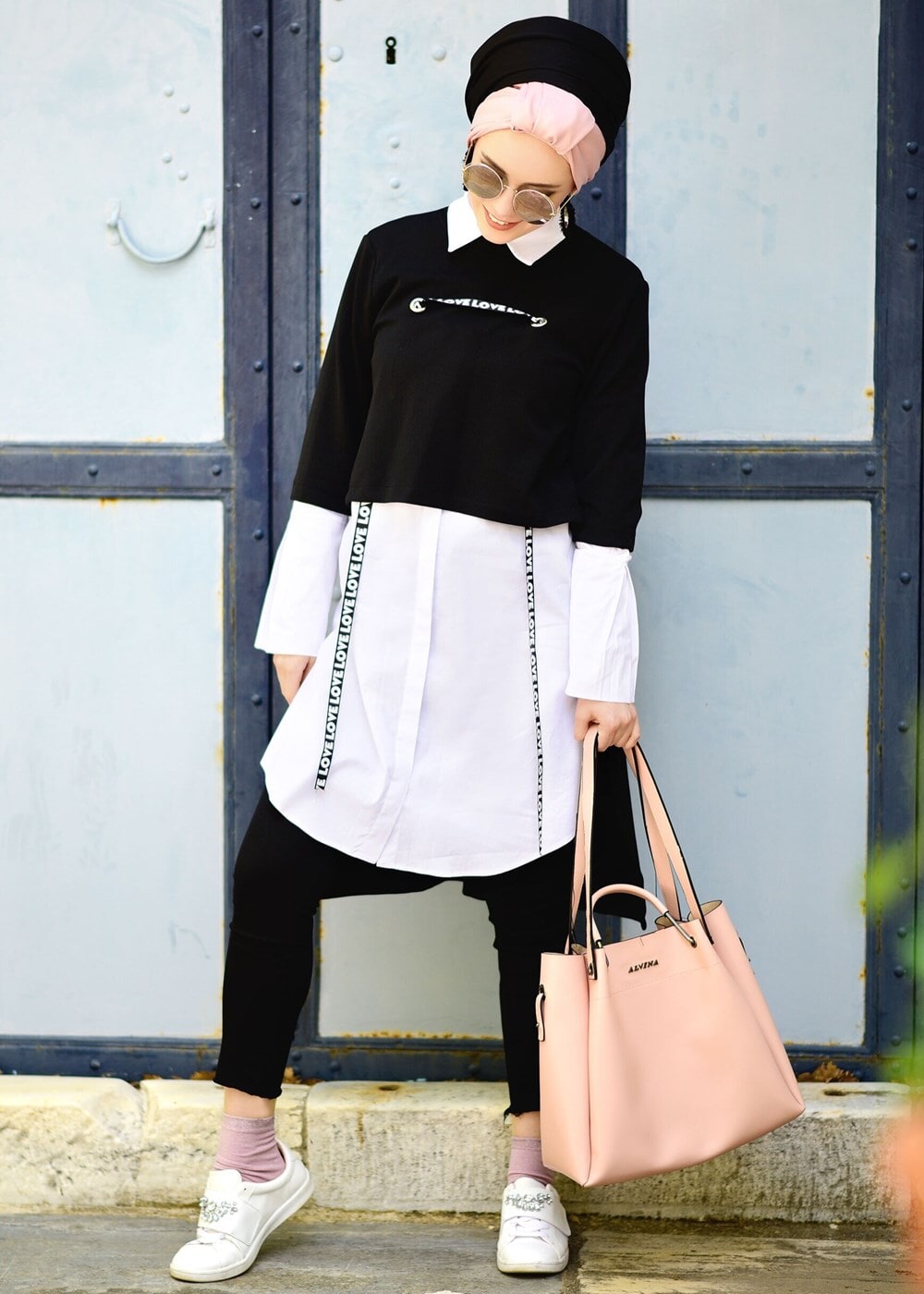 Vêtements hijab NOIR TUNIQUE À RAYURES 6556