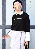 Vêtements hijab NOIR TUNIQUE À RAYURES 6556