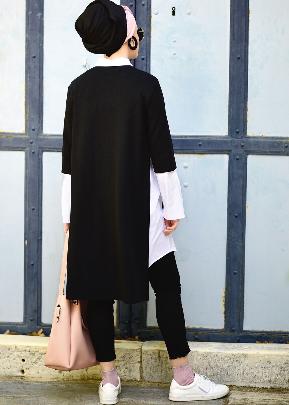 Vêtements hijab NOIR TUNIQUE À RAYURES 6556