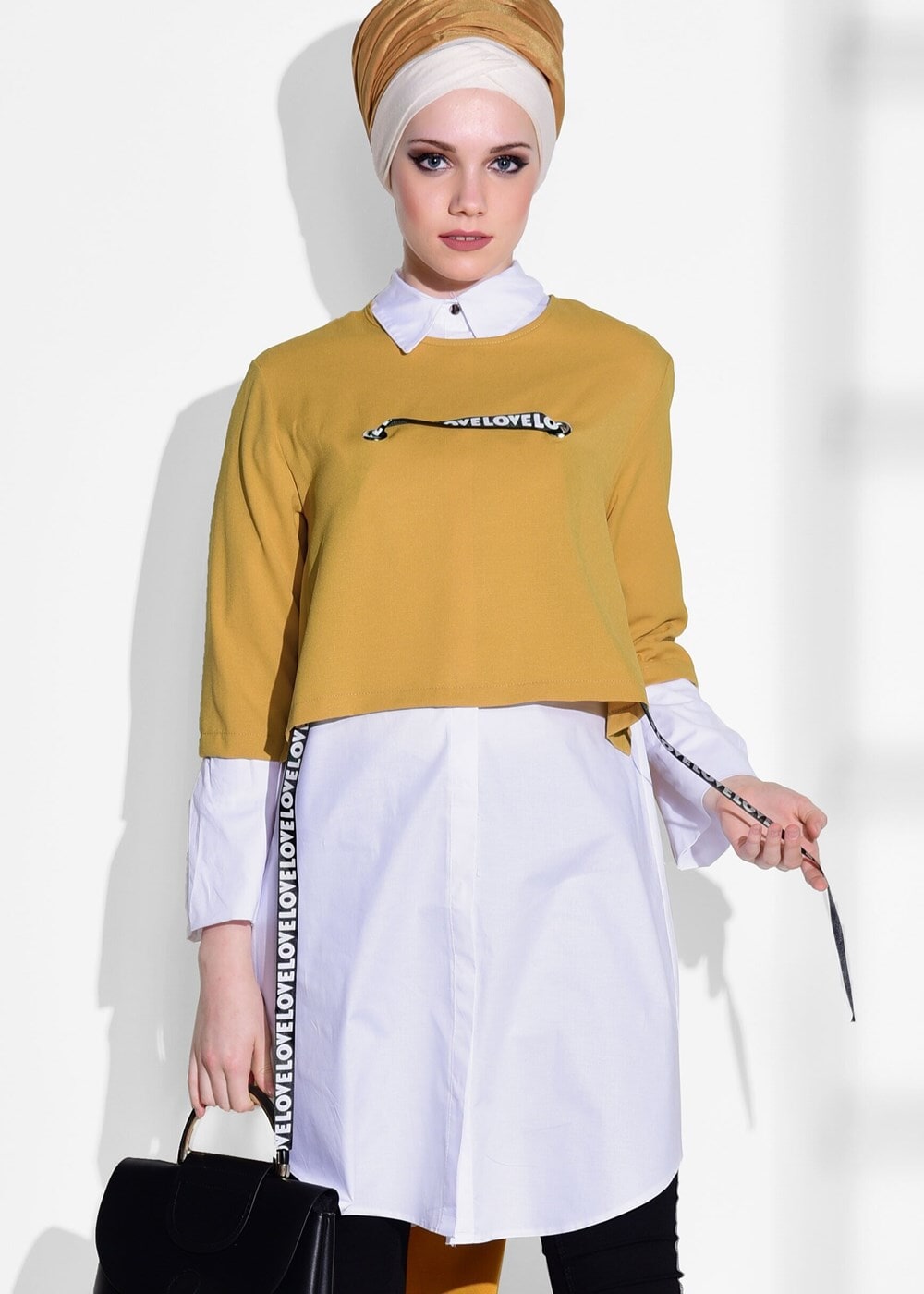 Hijab clothing ORANGE STRIPED TUNIC 6556 