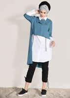 Vêtements hijab BLEU TUNIQUE À RAYURES 6556