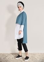 Vêtements hijab BLEU TUNIQUE À RAYURES 6556