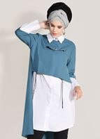 Vêtements hijab BLEU TUNIQUE À RAYURES 6556