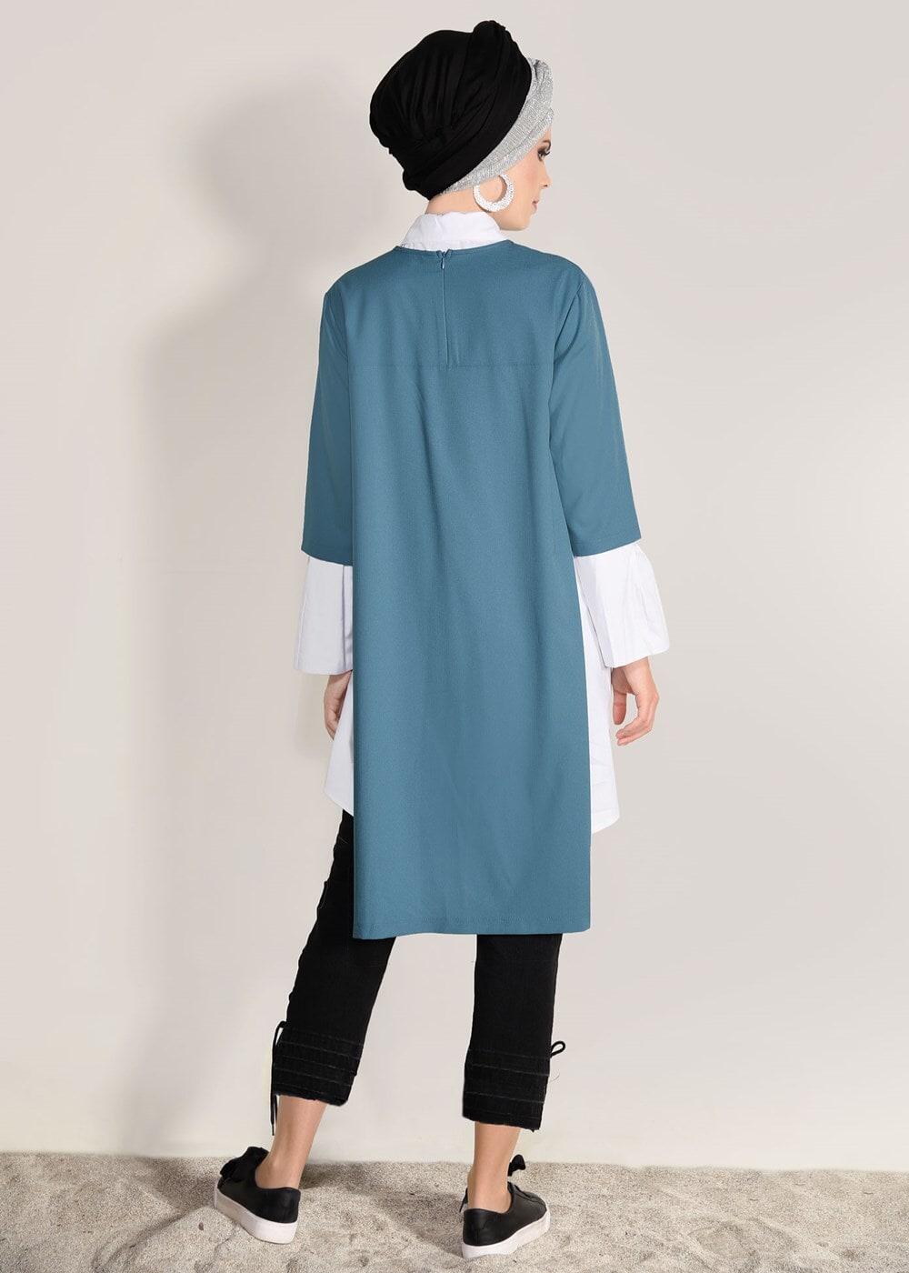 Vêtements hijab BLEU TUNIQUE À RAYURES 6556