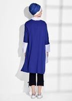 Vêtements hijab BLEU MARINE TUNIQUE À RAYURES 6556