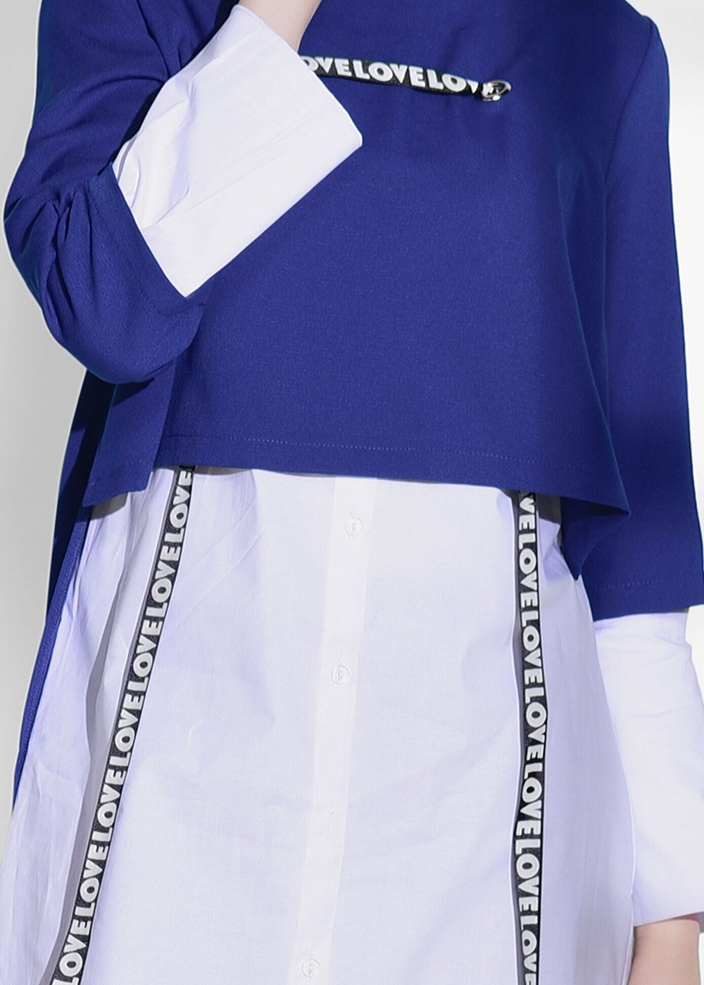 Vêtements hijab BLEU MARINE TUNIQUE À RAYURES 6556