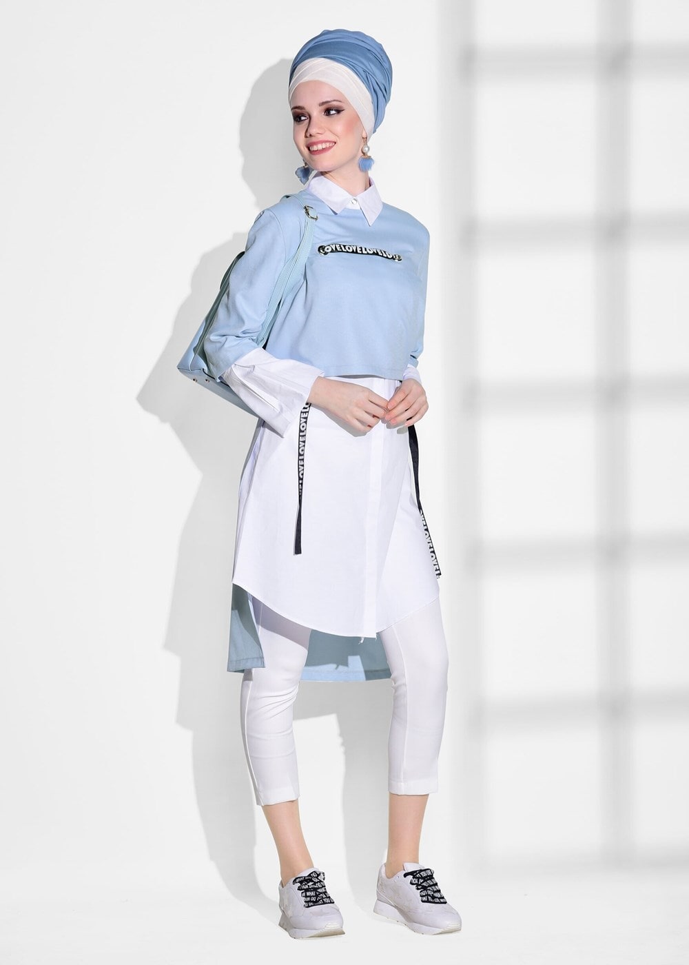 Hijab clothing BLUE STRIPED TUNIC 6556 