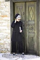 Vêtements hijab NOIR COSTUME ARGENT AVEC PANTALON 6756