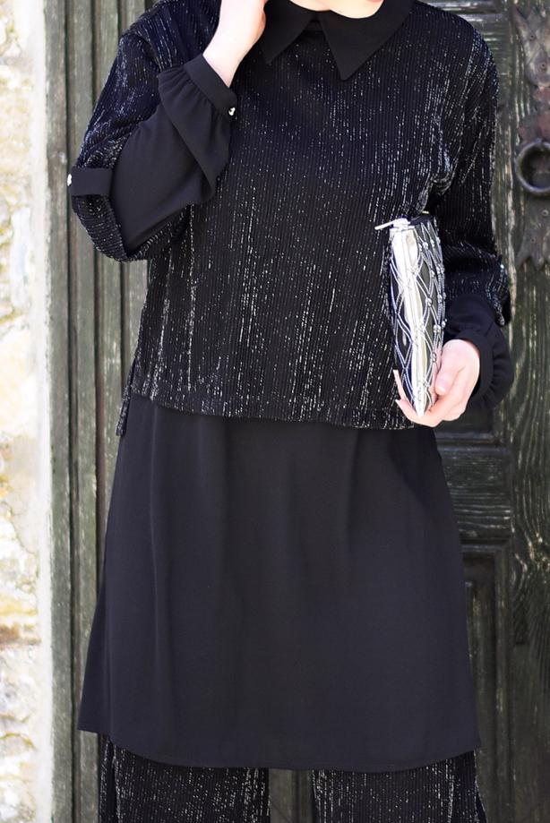 Vêtements hijab  SILVERY SUIT WITH PANTS 6756  - TRENDTESETTÜR