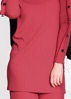 Tesettür giyim KIRMIZI DÜĞME DETAYLI FİTİLLİ PANTOLONLU TAKIM 6975 