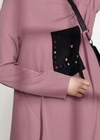 Tesettür giyim PUDRA ASİMETRİK KESİM PANTOLONLU TAKIM 7209