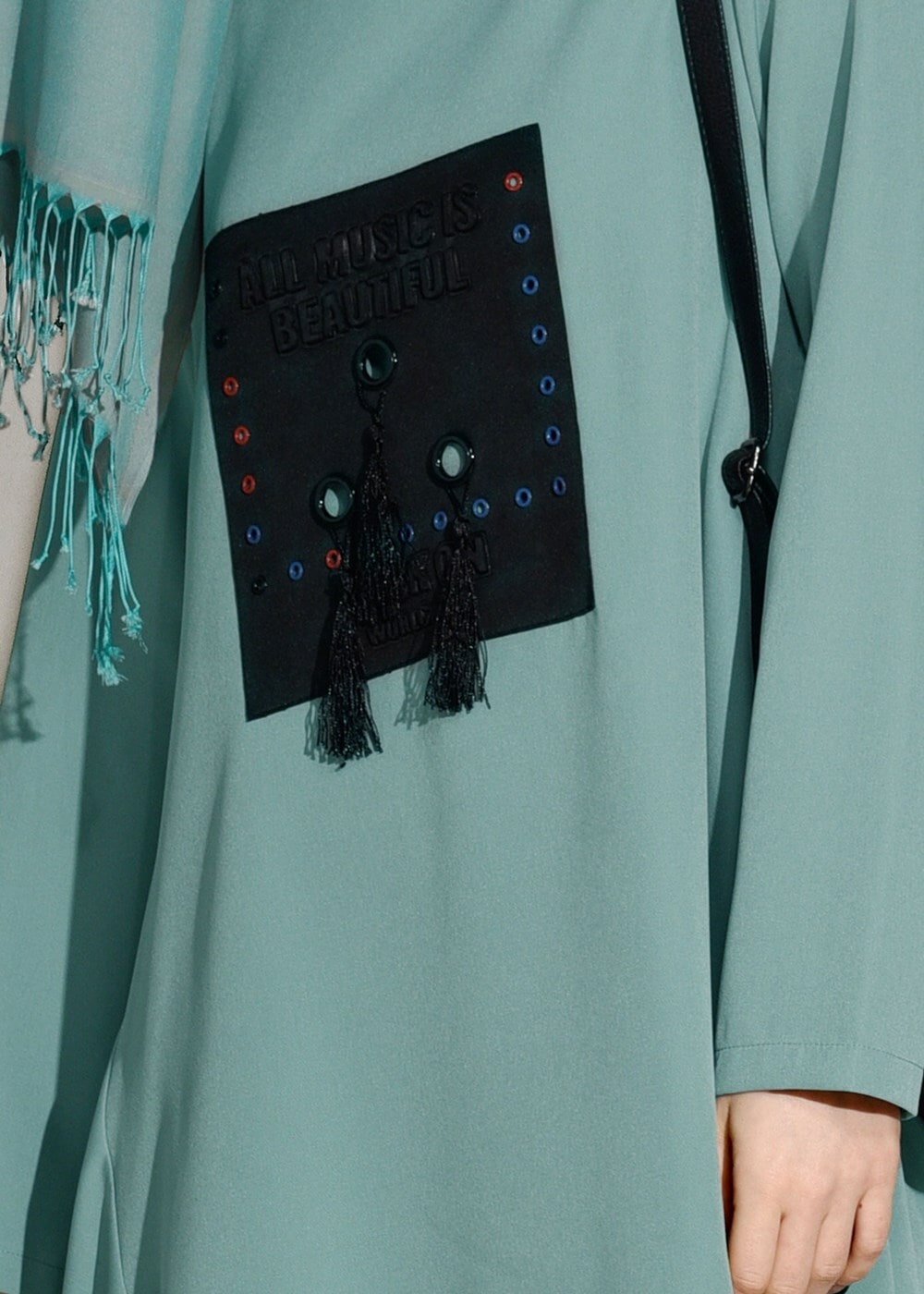 Tesettür giyim YEŞİL ASİMETRİK KESİM PANTOLONLU TAKIM 7209 