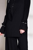 Tesettür giyim SİYAH KOLLARI VOLANLI FİTİLLİ PANTOLONLU TAKIM 7975