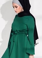 Tesettür giyim YEŞİL T 8675 Asmiray-Boncuk İşlemeli  Pantolonlu Takım