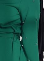 Tesettür giyim YEŞİL T 8675 Asmiray-Boncuk İşlemeli  Pantolonlu Takım
