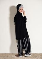 Tesettür giyim SİYAH ÇİZGİLİ PANTOLONLU TAKIM 8785 
