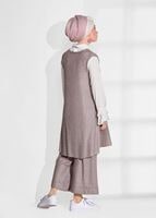Tesettür giyim PUDRA T 8955 Asmiray- Fırfır Detaylı Pantolonlu Takım