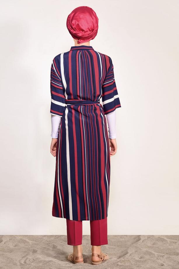 Vêtements hijab  SHORT SLEEVED STRIPED TUNIC 10082-1  - TRENDTESETTÜR