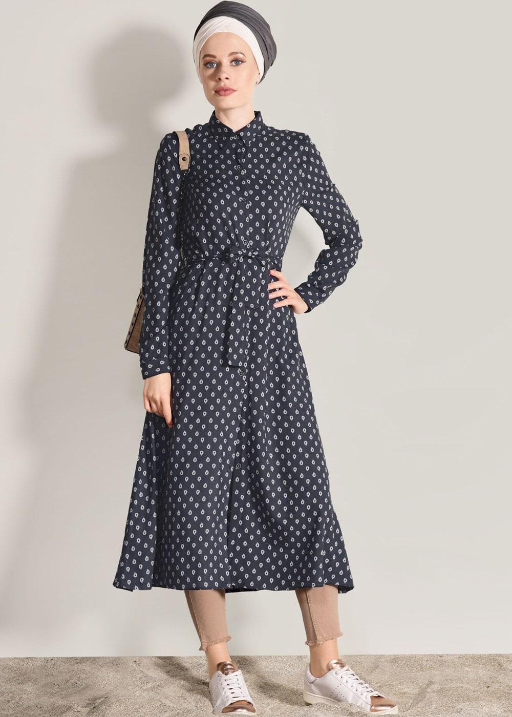 Vêtements hijab GRIS TUNIQUE IMPRIMÉE 20082-3