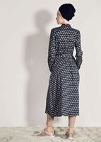 Tesettür giyim LACİVERT T 20082-4 Frank Ny-  Desenli Uzun Tunik