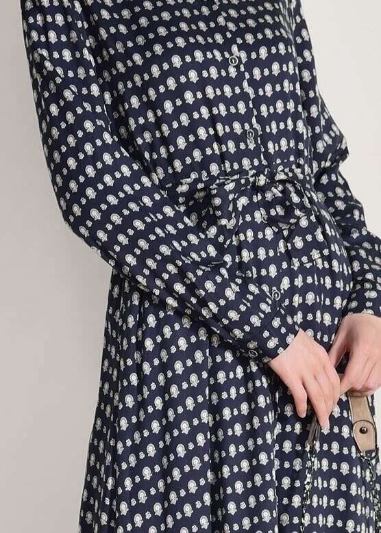 Tesettür giyim LACİVERT T 20082-4 Frank Ny-  Desenli Uzun Tunik