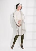 Tesettür giyim KREM T 61781-1 Elegance- Kol Kısmı işleme Detaylı Tunik