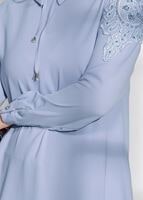 Tesettür giyim MAVİ T 61781-1 Elegance- Kol Kısmı işleme Detaylı Tunik