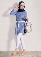 Hijab clothing BLUE CHECKED TUNIC T 050062 