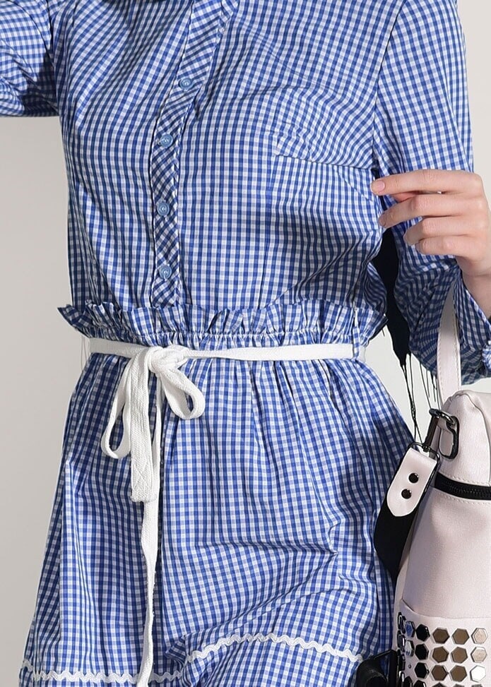 Hijab clothing BLUE CHECKED TUNIC T 050062 