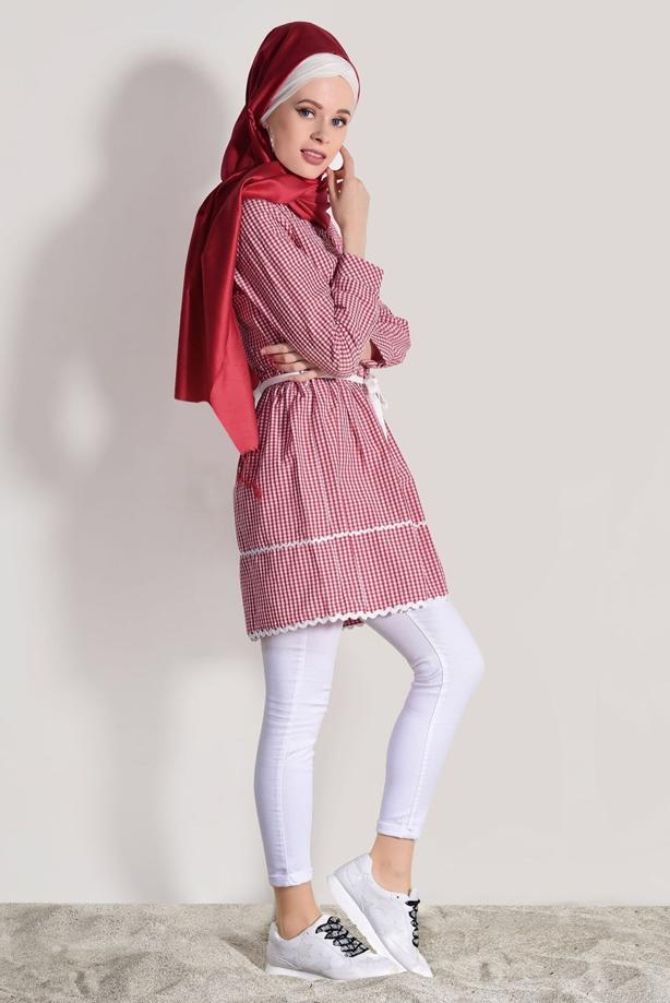 Vêtements hijab  CHECKED TUNIC T 050062  - TRENDTESETTÜR
