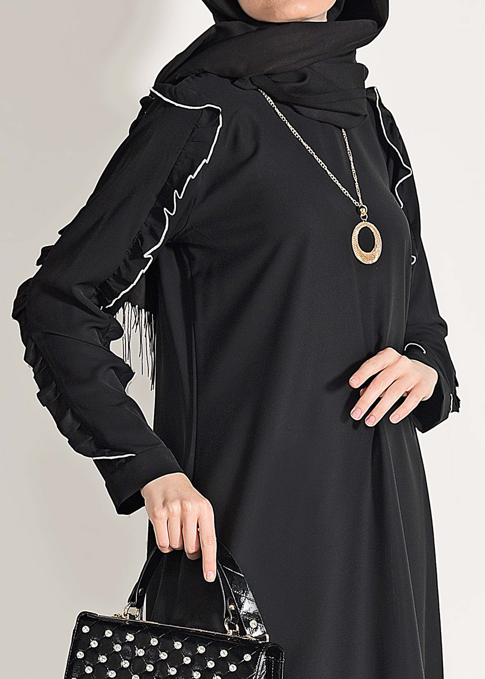 Vêtements hijab NOIR JUPE EN FALBALAS DÉTAİLLÉ 162310