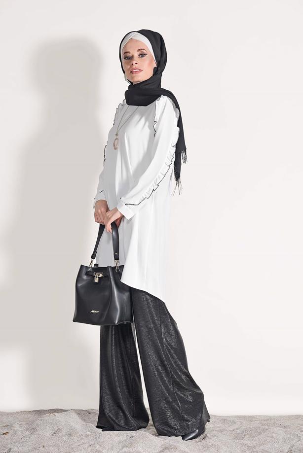Vêtements hijab  RUFFLE DETAILED TUNIC 162310 - TRENDTESETTÜR
