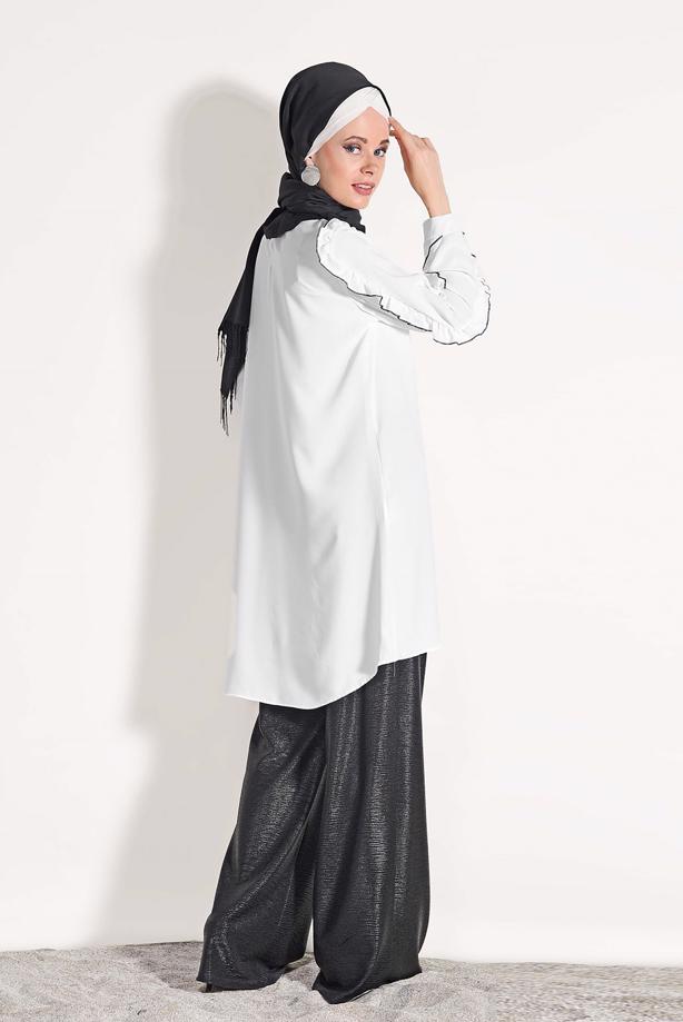 Vêtements hijab  RUFFLE DETAILED TUNIC 162310 - TRENDTESETTÜR