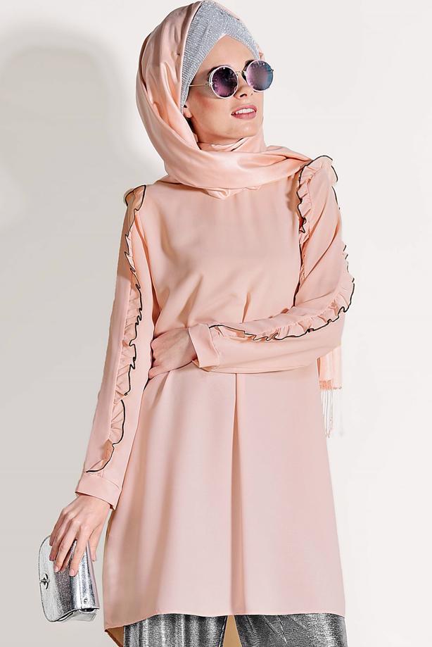 Vêtements hijab  RUFFLE DETAILED TUNIC 162310 - TRENDTESETTÜR