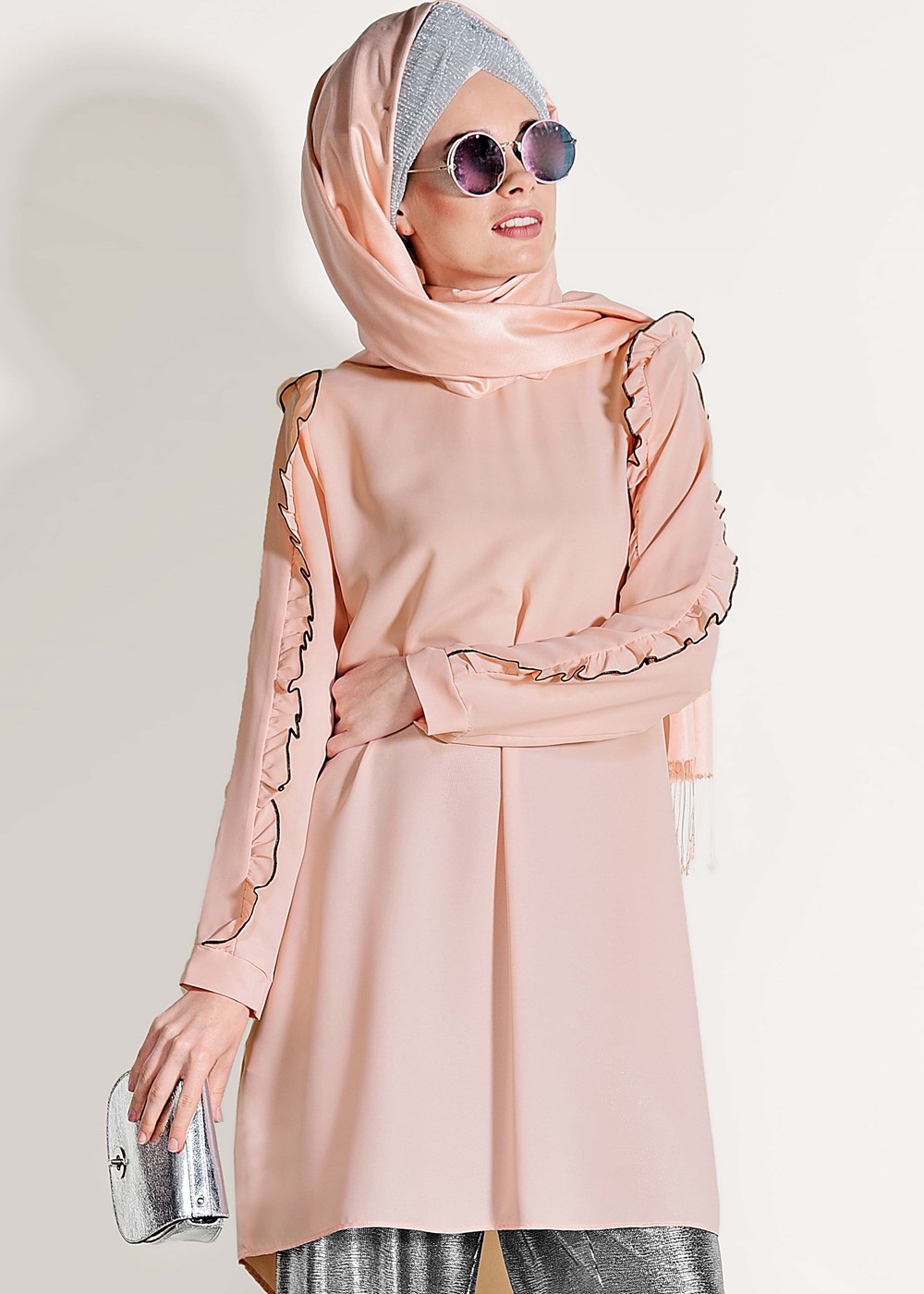 Vêtements hijab POUDRE JUPE EN FALBALAS DÉTAİLLÉ 162310