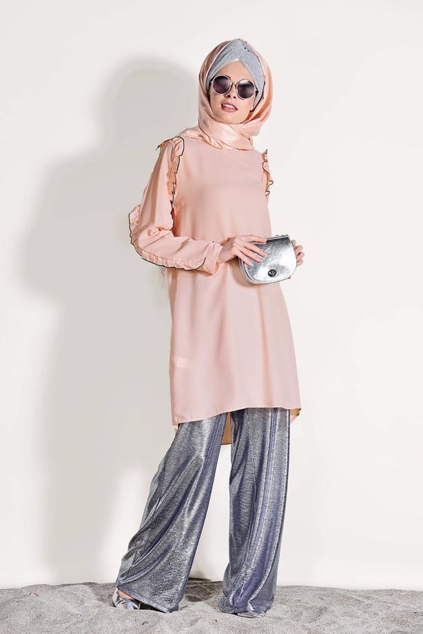 Vêtements hijab  RUFFLE DETAILED TUNIC 162310 - TRENDTESETTÜR