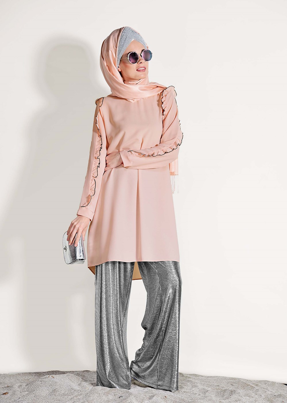 Vêtements hijab POUDRE JUPE EN FALBALAS DÉTAİLLÉ 162310