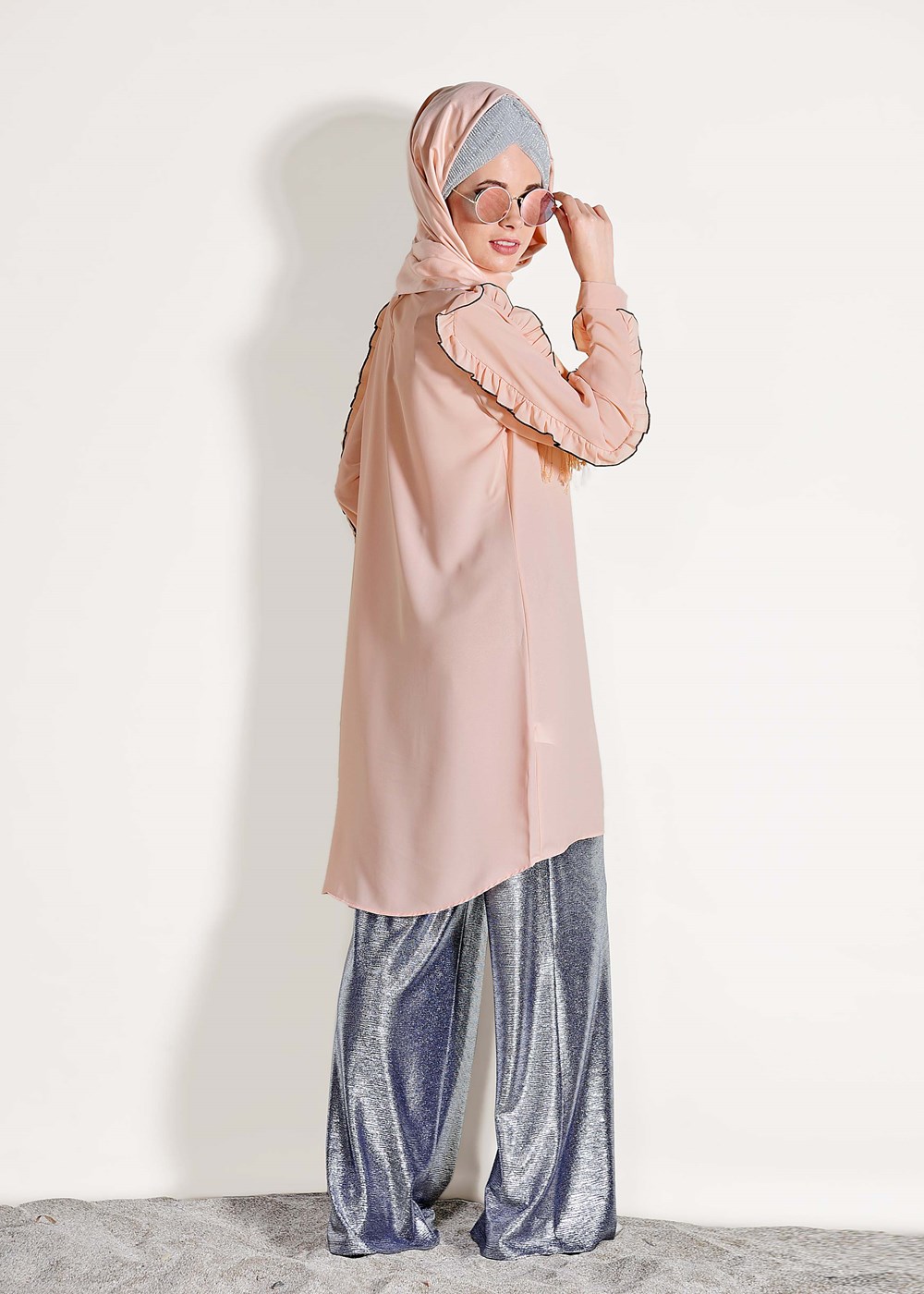 Vêtements hijab POUDRE JUPE EN FALBALAS DÉTAİLLÉ 162310