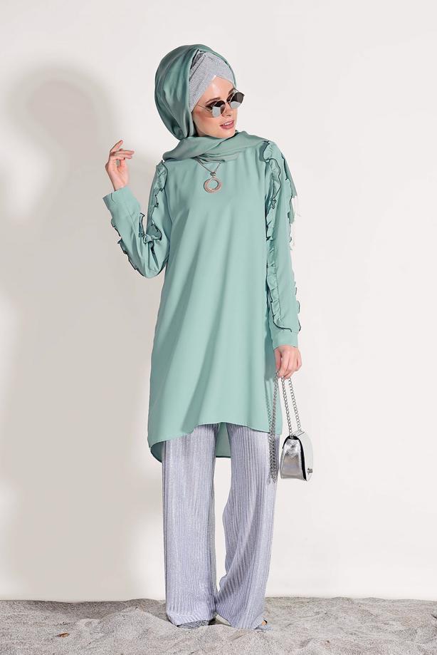 Hijab clothing  RUFFLE DETAILED TUNIC 162310 - TRENDTESETTÜR