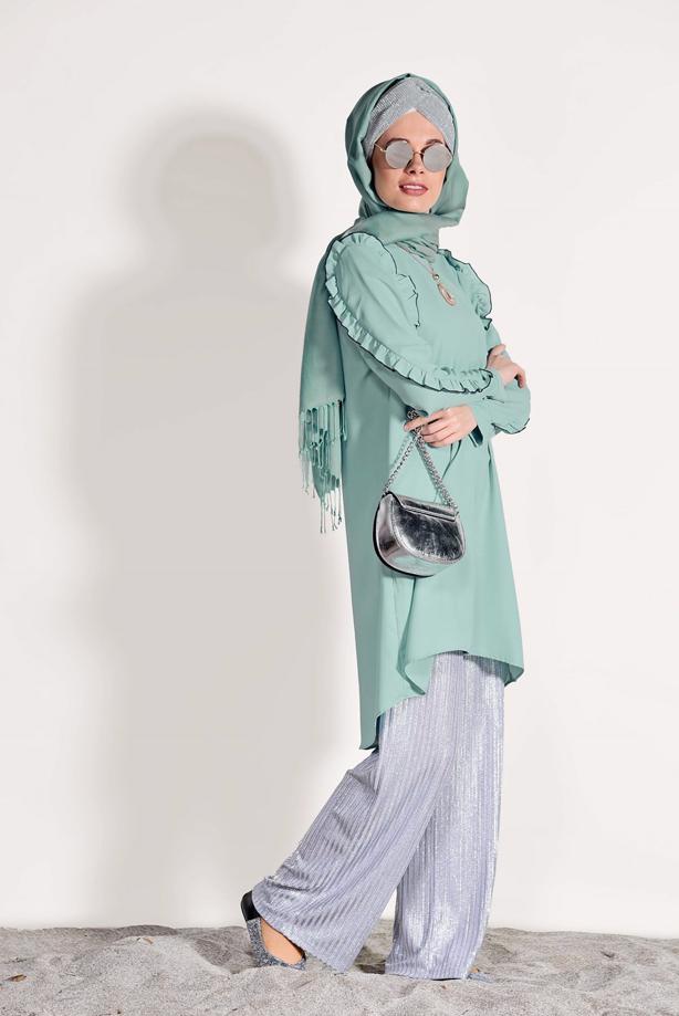 Hijab clothing  RUFFLE DETAILED TUNIC 162310 - TRENDTESETTÜR