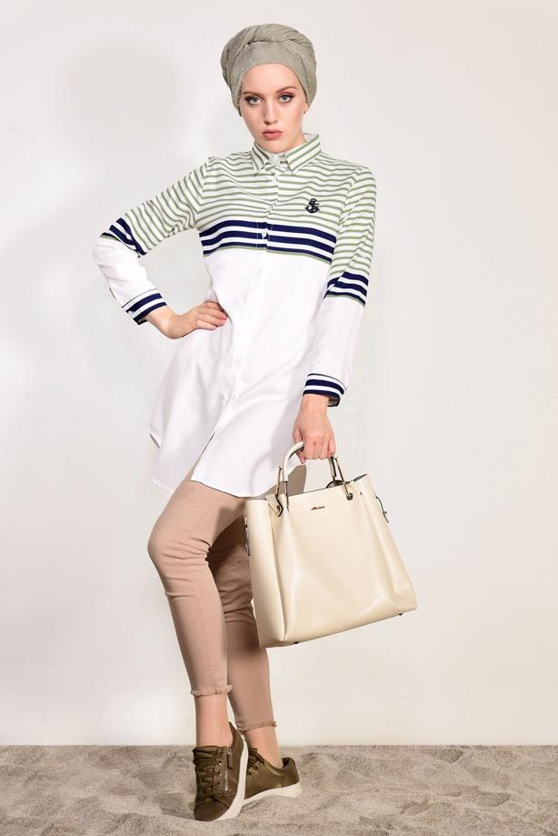Vêtements hijab  STRIPE DETAIL TUNIC T 3809  - TRENDTESETTÜR